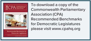 To find out more about this project please email hq.sec@cpahq.org. The CPA's Recommended Benchmarks for Democratic Legislatures are available to download on the CPA website.